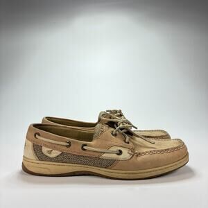 Sperry Top-Sider Tan Beige Bluefish Boat Shoes Leather 9276619 Women's Size 10M